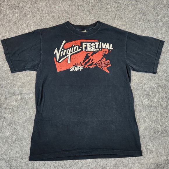 Anvil Other - VTG Anvil Virgin Festival 2006 T Shirt M Black Concert Staff The Who Red Hot Y2K